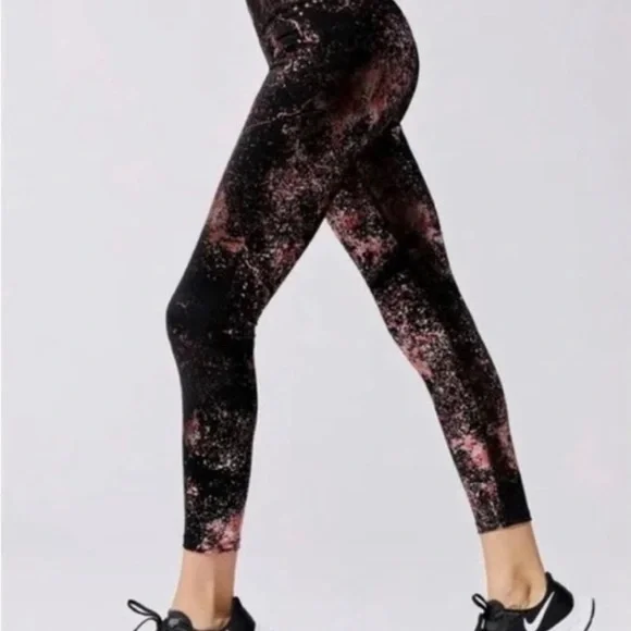 ✨CARBON38 ART FOUL ROSE GOLD BLACK HIGH WAIST 7/8 LEGGINGS XS - Picture 2 of 5